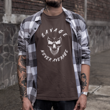 Load image into Gallery viewer, savage never average skull shirt