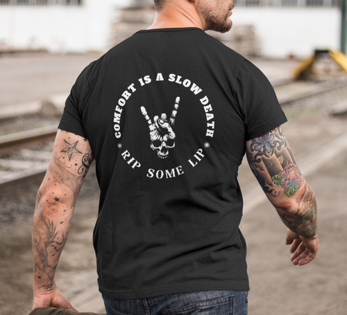 Skull Shirt, Skeleton Hand, Rock on, Front and Back Design