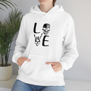 Skull Love Hooded Sweatshirt, Love Skull Hoodie, Rock On Hands Skull Hoodie