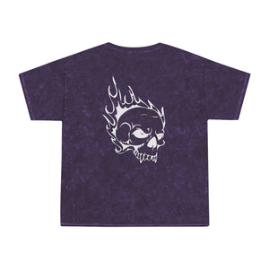 Cool Skull Shirt, Best Mens Skull Shirt, Flaming Skull, Back Design, Mineral Wash Shirt, Front & Back Design