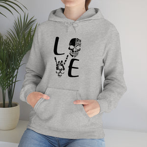 Skull Love Hoodie, Love Skull Hooded Sweatshirt, Skull Rock On Hand