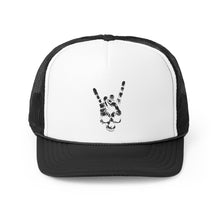 Load image into Gallery viewer, Rock on hands black trucker hat
