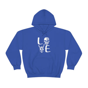 Skull Love Hooded Sweatshirt, Love Skull Hoodie, Rock On Hands Skull Hoodie