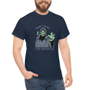 Funny weed shirt Dont fear the reefer blue T shirt