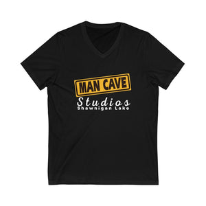 Man Cave Unisex Short Sleeve V-Neck Front & Back Print
