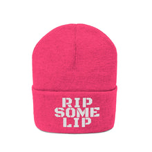Load image into Gallery viewer, Rip Some Lip Knit beanie, Embroidered Beanie, Fisherman Beanie, Skull Cap, Toque, Custom Beanie