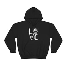 Load image into Gallery viewer, Skull Love Hooded Sweatshirt, Love Skull Hoodie, Rock On Hands Skull Hoodie