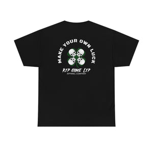 Skull Shirt, Skull Heads, Four Leaf Clover, Make Your Own Luck, Front and Back