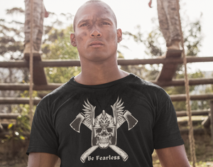 Be Fearless Viking Skull black T shirt