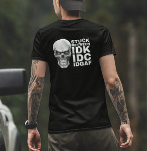 IDGAF skull black t shirt