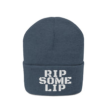 Load image into Gallery viewer, Rip Some Lip Knit beanie, Embroidered Beanie, Fisherman Beanie, Skull Cap, Toque, Custom Beanie