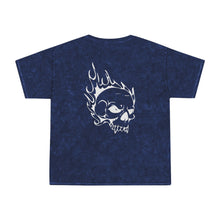 Load image into Gallery viewer, Cool Skull Shirt, Best Mens Skull Shirt, Flaming Skull, Back Design, Mineral Wash Shirt, Front &amp; Back Design