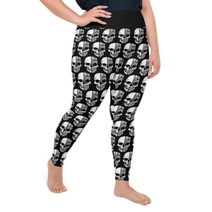 Black Yoga Leggings with White Half Skull pattern + size