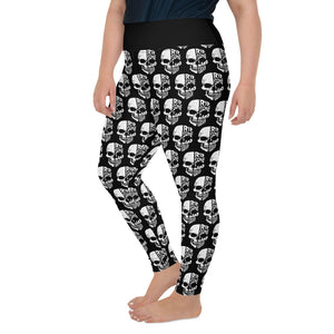 Black Yoga Leggings with White Half Skull pattern + size