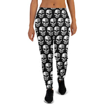 Load image into Gallery viewer, Half Skull Women&#39;s Joggers with White on Black