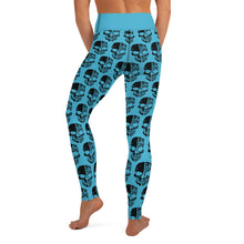 Load image into Gallery viewer, Blue Yoga Leggings with Black Half Skull pattern