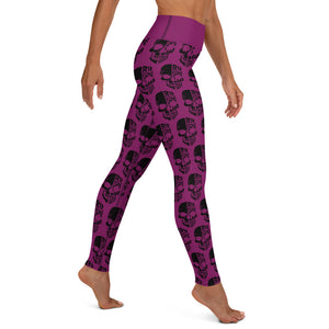 Purple Yoga Leggings with Black Half Skull pattern