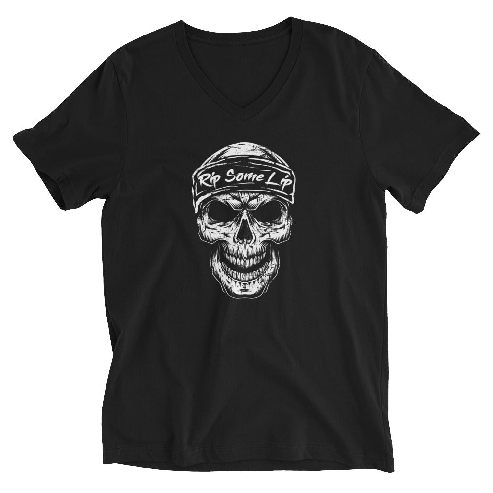 Bandana Skull V-Neck T Shirt