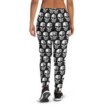 Load image into Gallery viewer, Half Skull Women&#39;s Joggers with White on Black