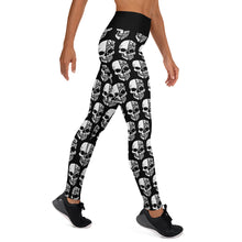 Load image into Gallery viewer, Black Yoga Leggings with White Half Skull pattern